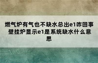 燃气炉有气也不缺水总出e1咋回事 壁挂炉显示e1是系统缺水什么意思